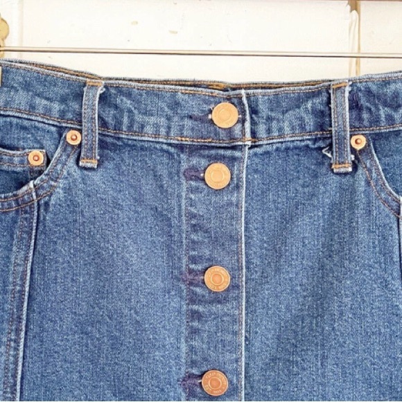 GAP Button Front Raw Hem Denim Midi Skirt 27 - Picture 3 of 7